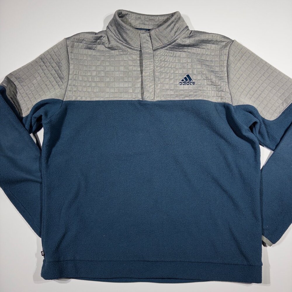 Adidas Men's DWR Block 1/4 Zip Golf Pullover Blue Grey - Size Medium